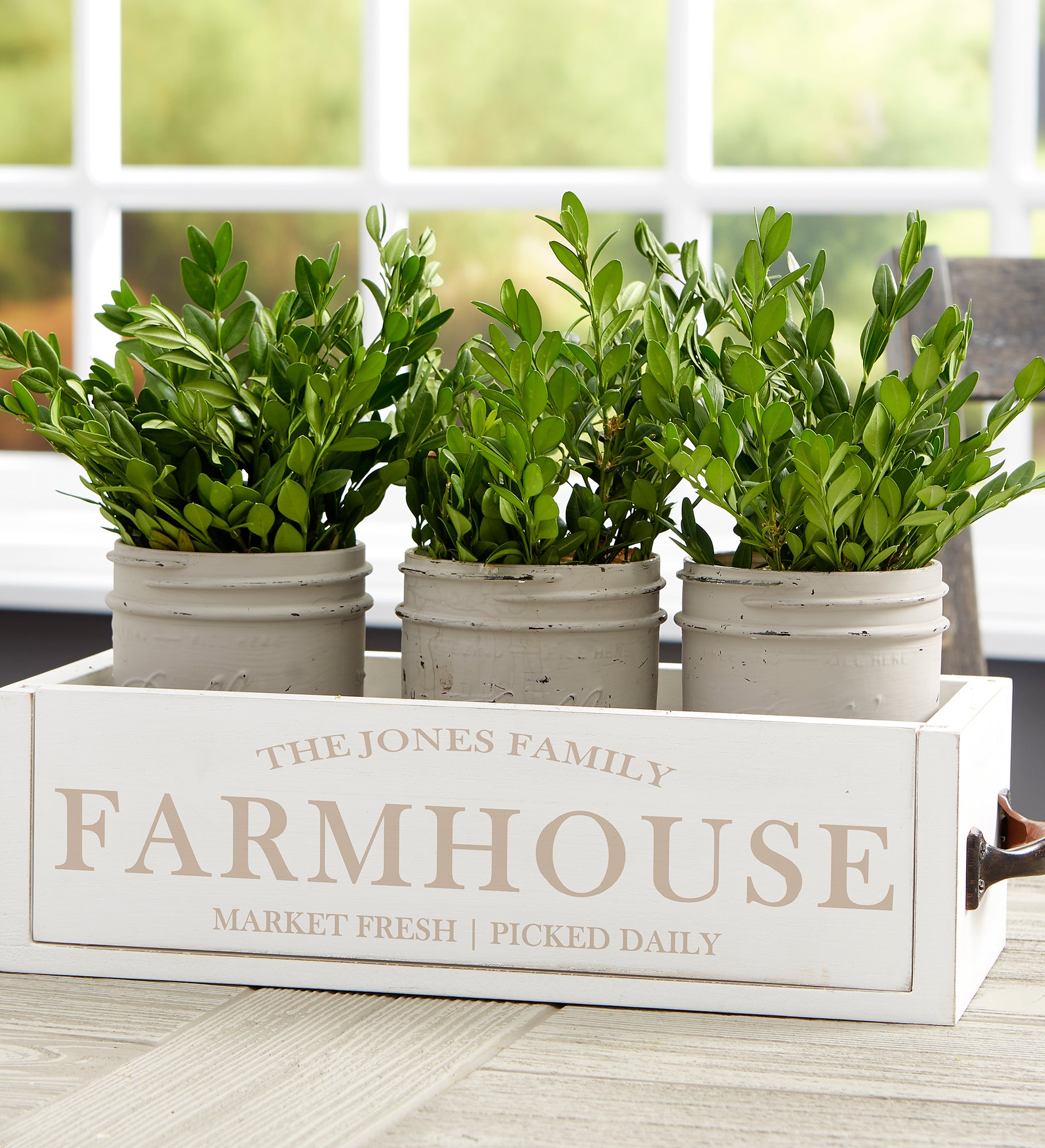 Family Farmhouse Personalized Wooden Box Centerpiece